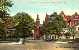 Akron. South Forge Street showing High School