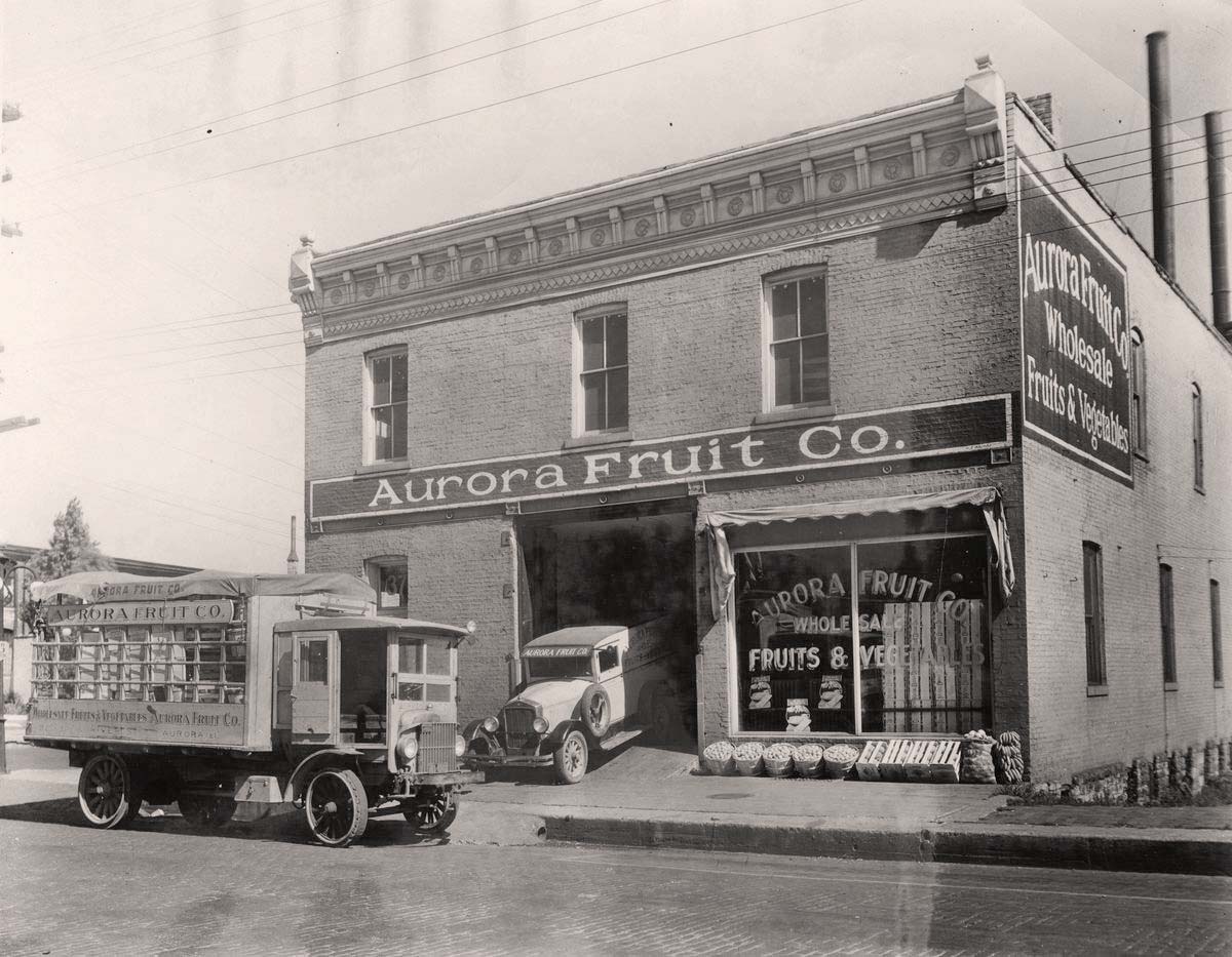 Aurora Fruit Company on North River Street, 1928
