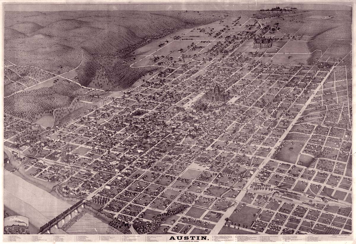 Old map Austin, Texas, 1887