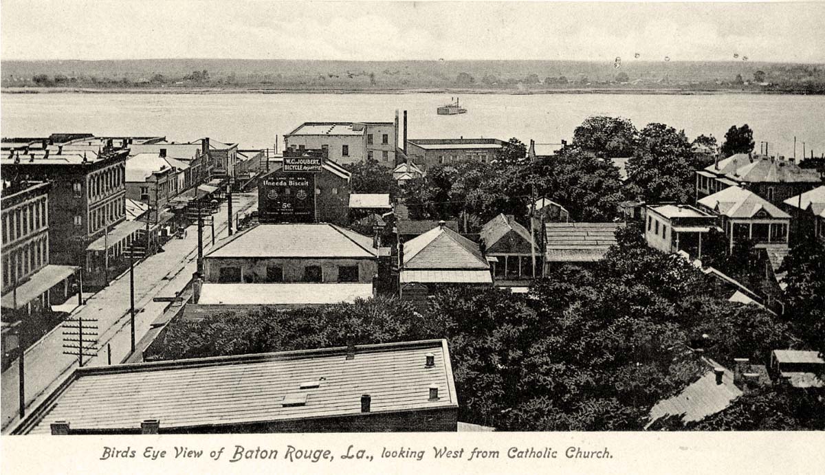 Bird's Eye View of Baton Rouge, looking west from St. Joseph Church down Main Street, 1900