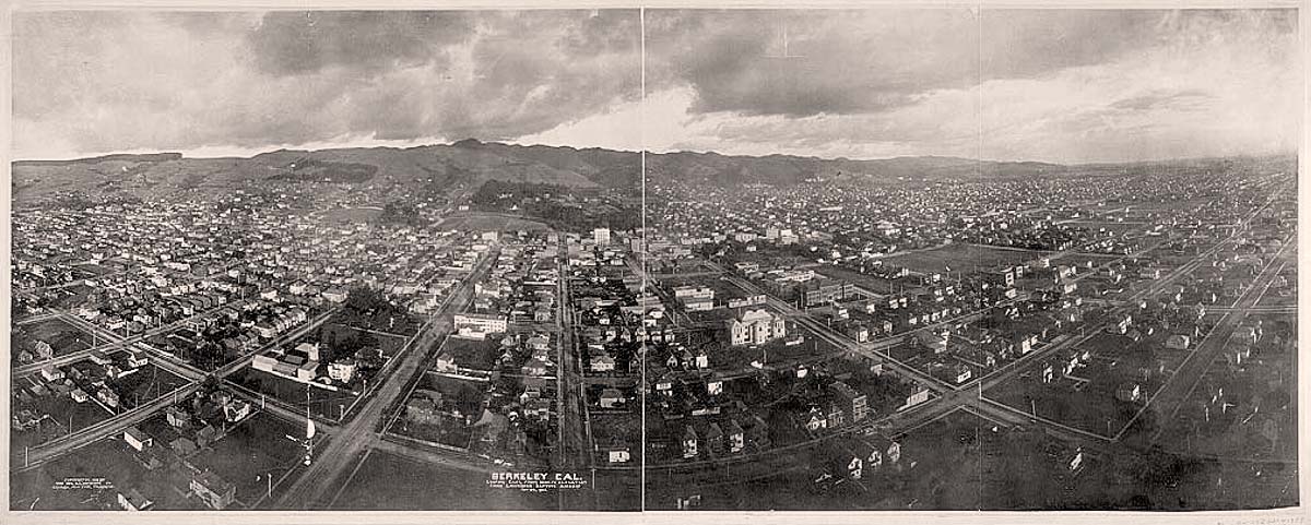 Berkeley, California. Panorama of the city, looking east, 1908
