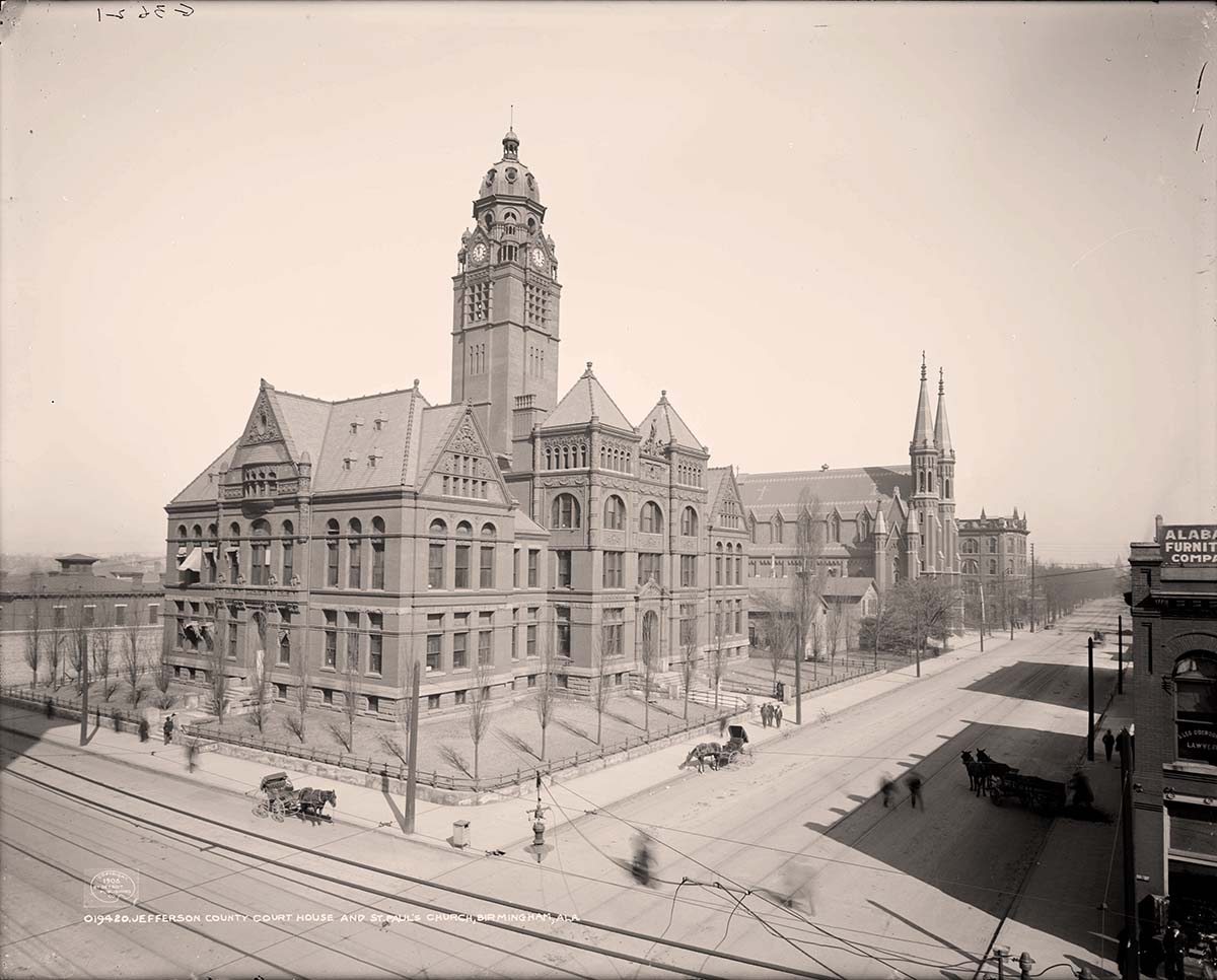 Birmingham, Alabama. Jefferson County Courthouse and St Paul's Church, 1906