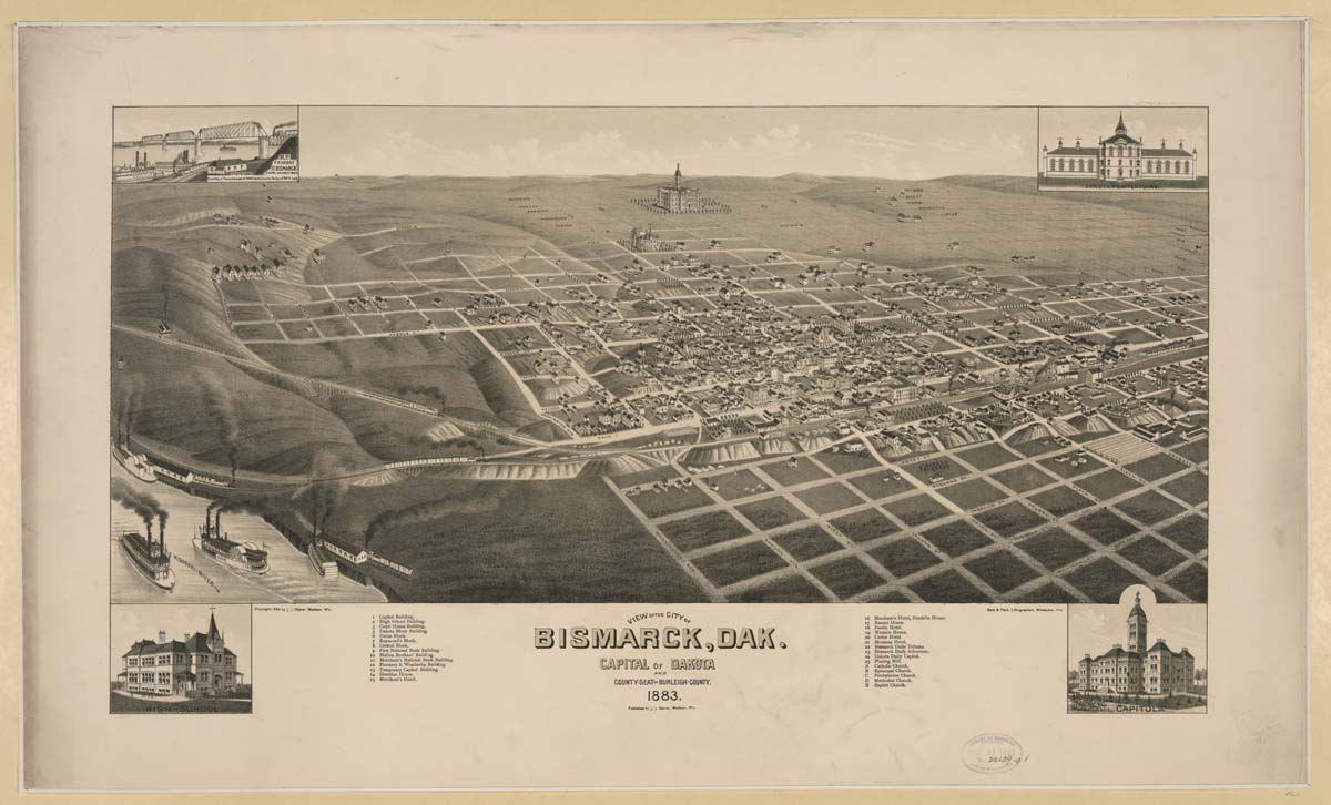 Old map of Bismarck, 1883
