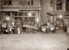 Late at night. Boston market. Many young venders, 1909