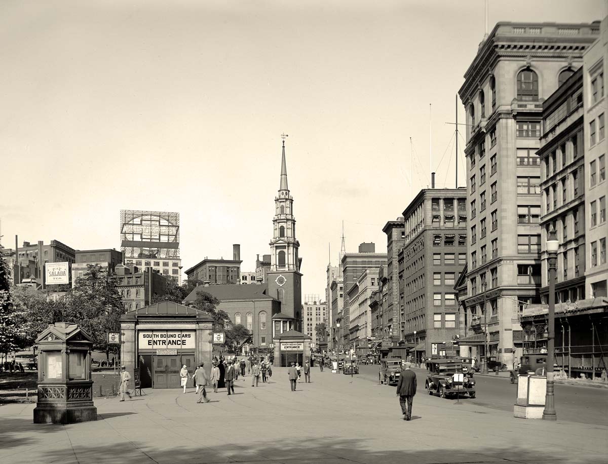 Boston. Tremont Street and the Mall, 1923