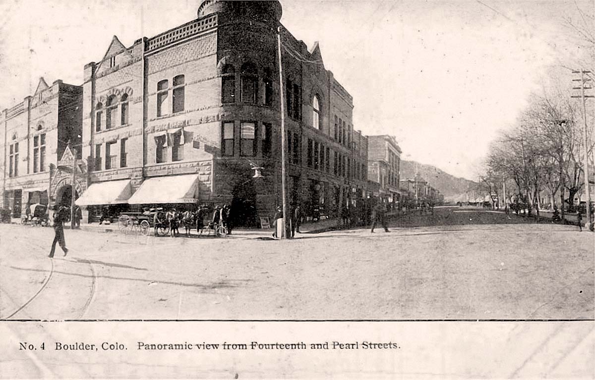 Boulder, Colorado. Corner of Streets 14th and Pearl, 1908