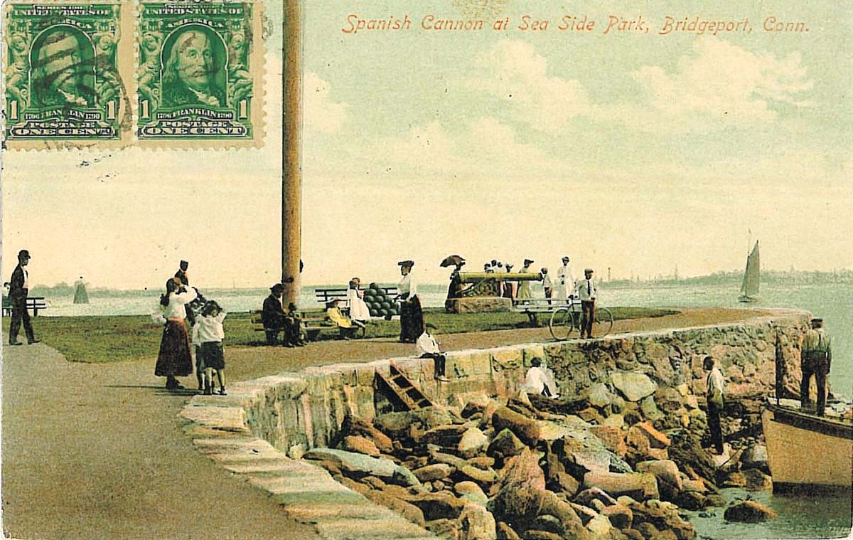 Bridgeport, Connecticut. Spanish Cannon at Sea Side Park, 1909