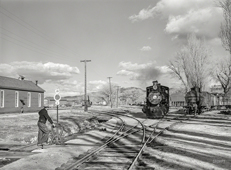 Carson City. Operating switch at railroad station, March 1940