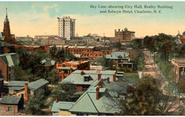 Charlotte. Sky Line, showing City Hall, Realty Building and Selwyn Hotel, 1910