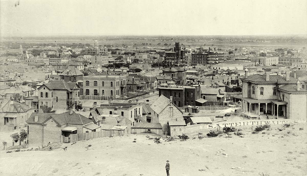 Bird's eye view of El Paso from Mesa Heights, between 1870 and 1920
