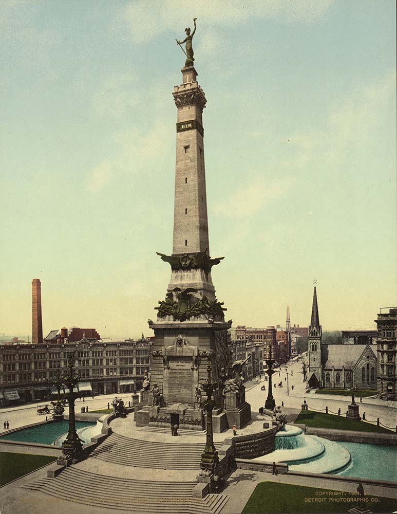 Indianapolis, Indiana. Soldiers and Sailors Monument on Monument Circle, 1906