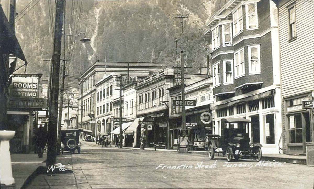 Juneau. Downtown, panorama of the city street