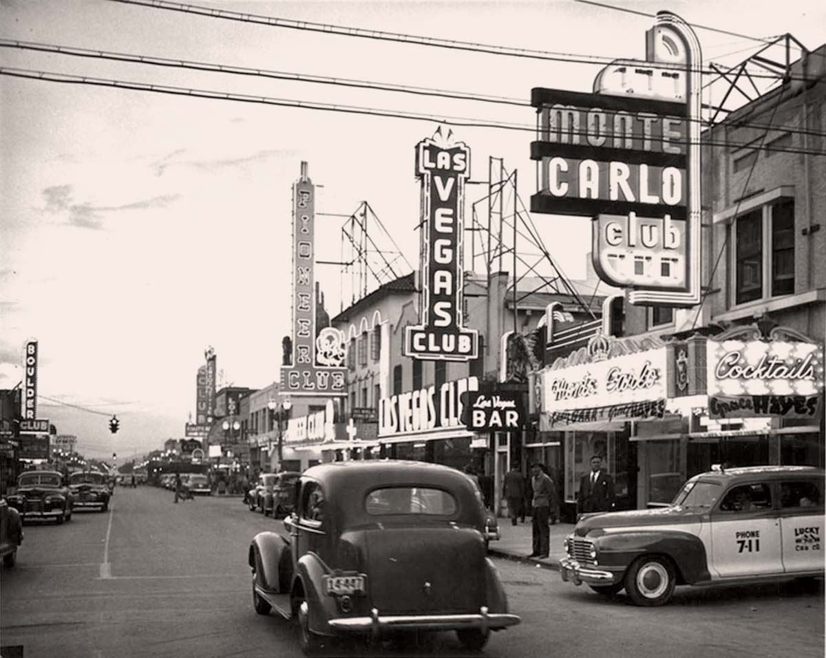 Las Vegas, Nevada. Fremont Street, Clubs Row, 1940s