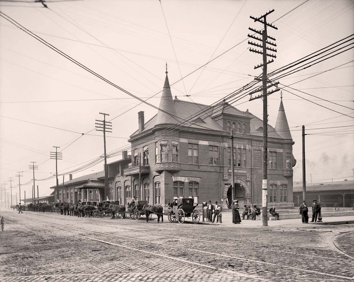 Memphis, Tennessee. Union Depot, Calhoun Street, circa 1907