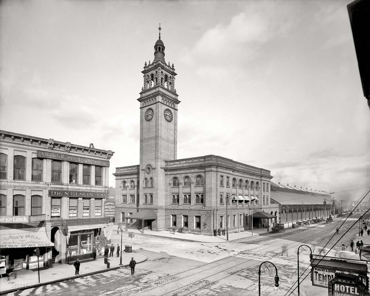 Minneapolis. Chicago, Milwaukee & St. Paul railway station, circa 1908