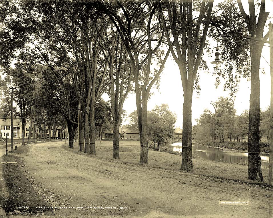 Montpelier. Lower State Street and Winooski River, 1904