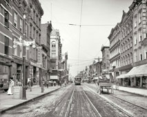 New York. Main Street Looking Toward Liberty, 1912