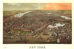 New York. Panorama of the city on picture, 1873