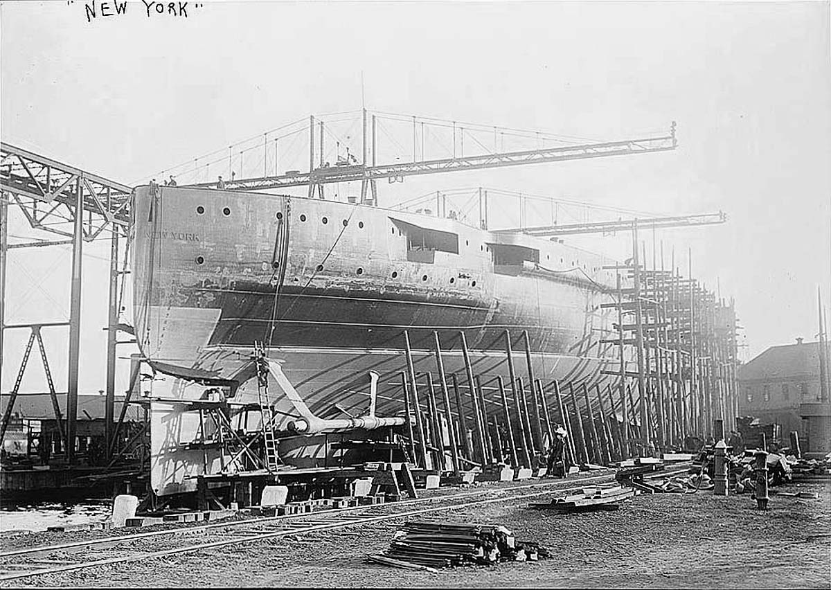 New York. The construction of the USS 'New York' at Navy Yard in Brooklyn, Oct. 30, 1912