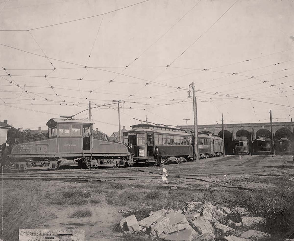 Oklahoma City, Oklahoma. Barns for streetcars at Northwest 13th Street and Santa Fe Avenue, 1914
