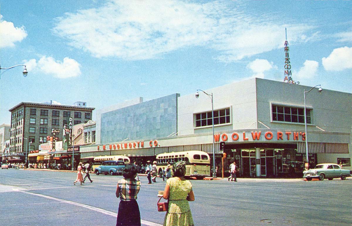 Phoenix. Washington and First street, downtown, circa 1950s