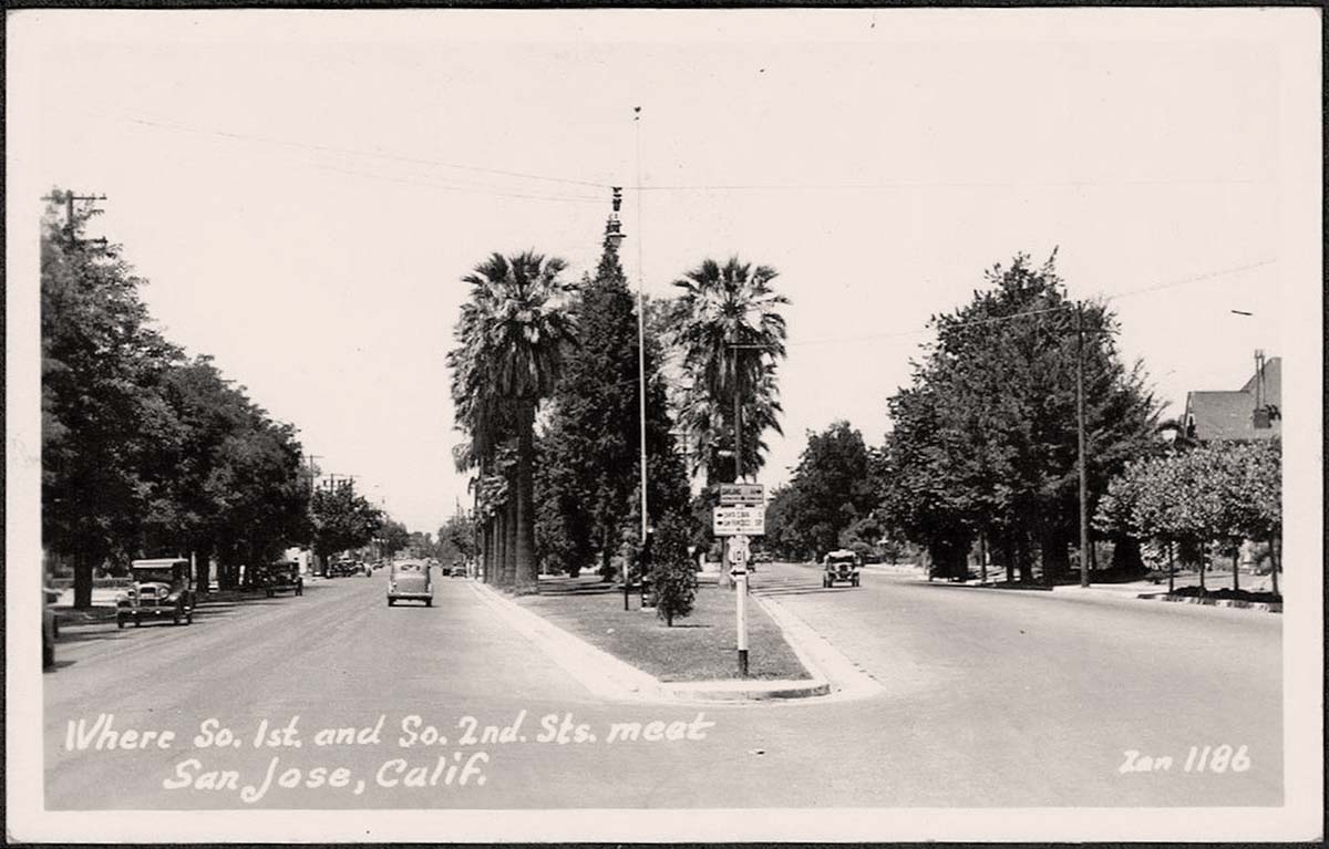 San Jose, California. Crossroad of 1st and 2nd streets