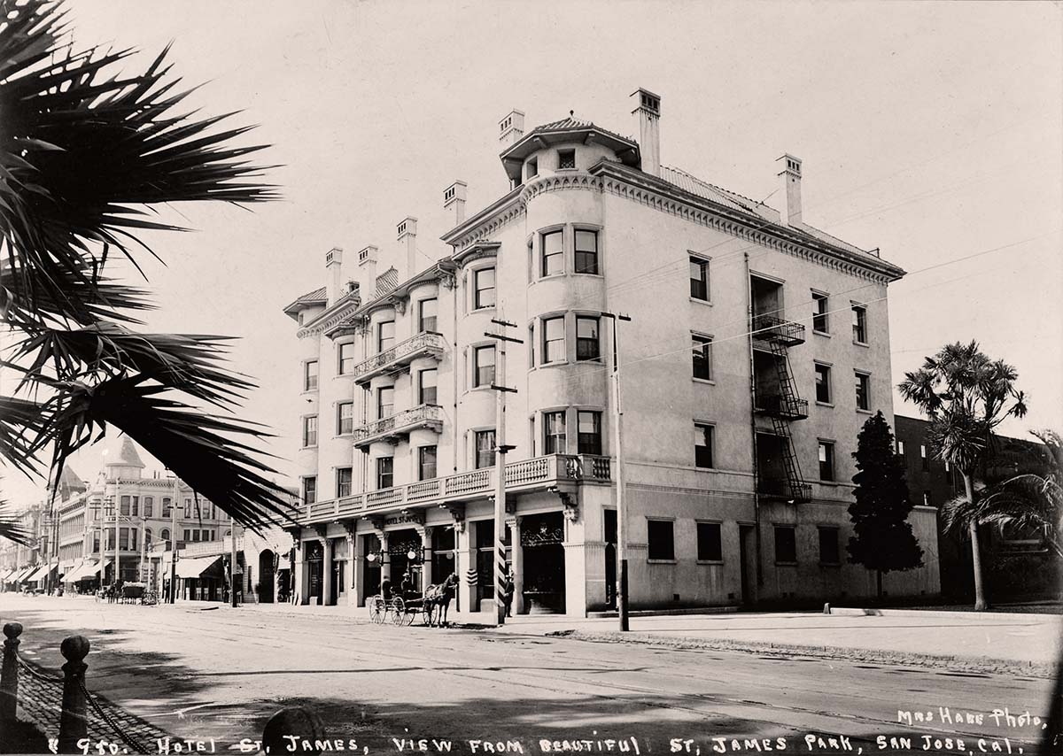 San Jose, California. Hotel St. James, view from beautiful St. James Park, circa 1903