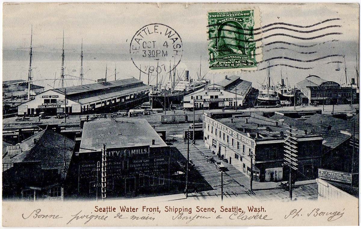 Seattle, Washington. Waterfront, Ships, 1907