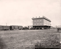 Topeka. Kansas Pacific Railroad depot and hotel, circa 1875