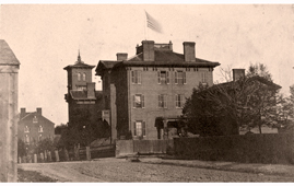 Alexandria. Wolfe Street Hospital, with Tuscan Villa Hospital in the distance, circa 1865
