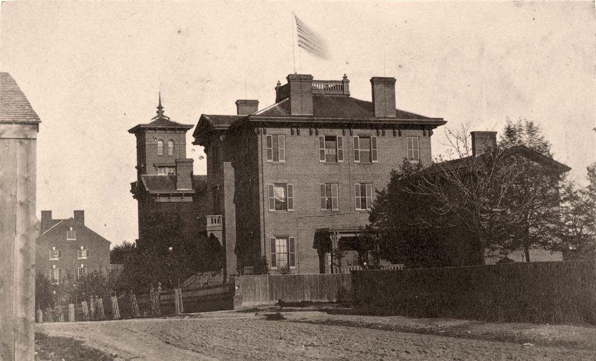 Alexandria, Virginia. Wolfe Street Hospital, with Tuscan Villa Hospital in the distance, circa 1865