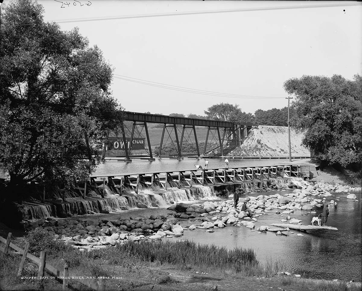 Ann Arbor, Michigan. Dam on Huron River, 1908
