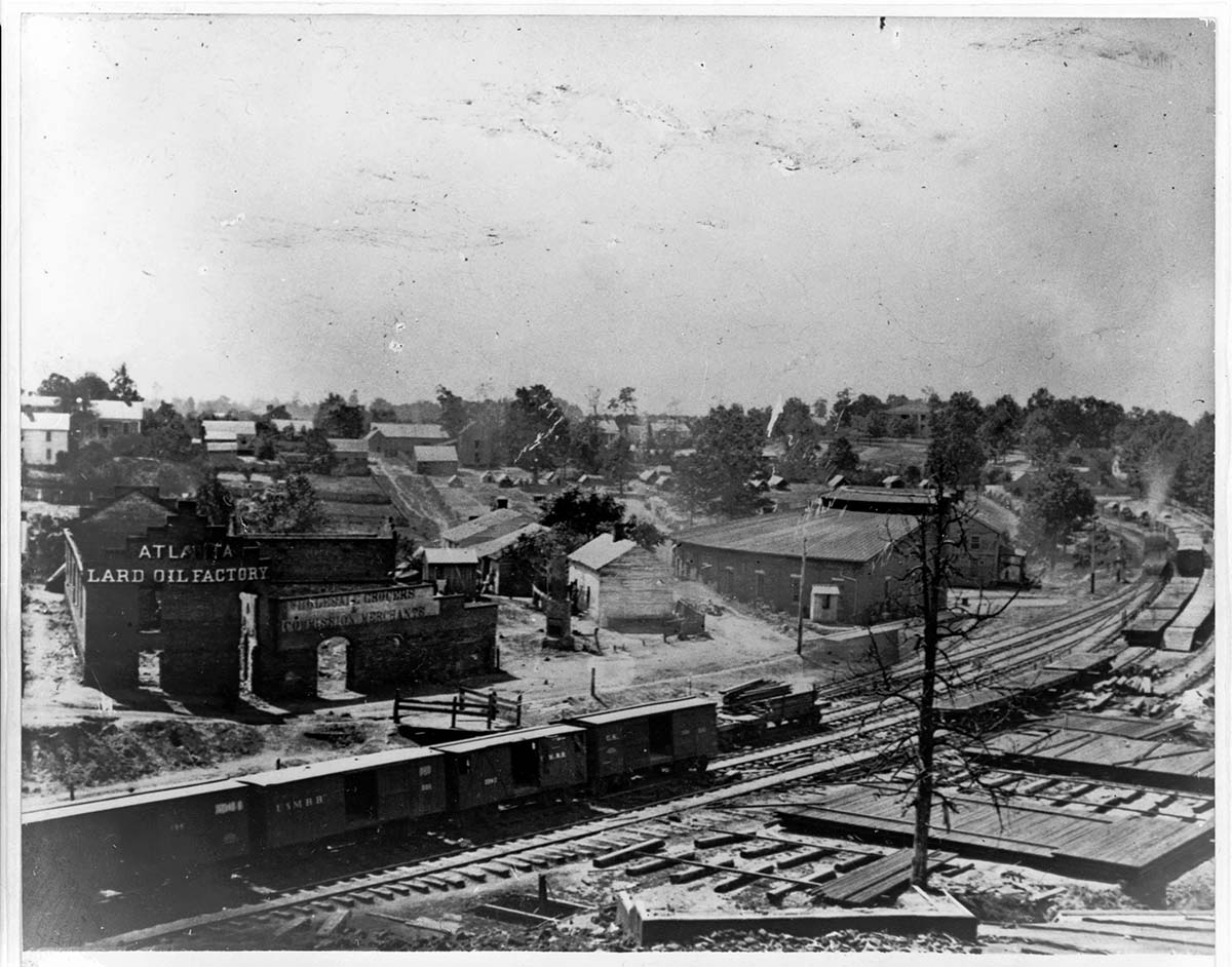 View of Atlanta, with railroad cars