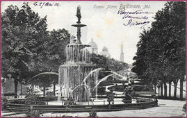 Baltimore. Eutaw Place, fountain, 1904