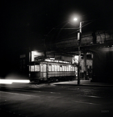 Baltimore. Trolley leaving the terminal at night, April 1943
