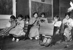 Utqiagvik. Sewing class of Eskimo government school