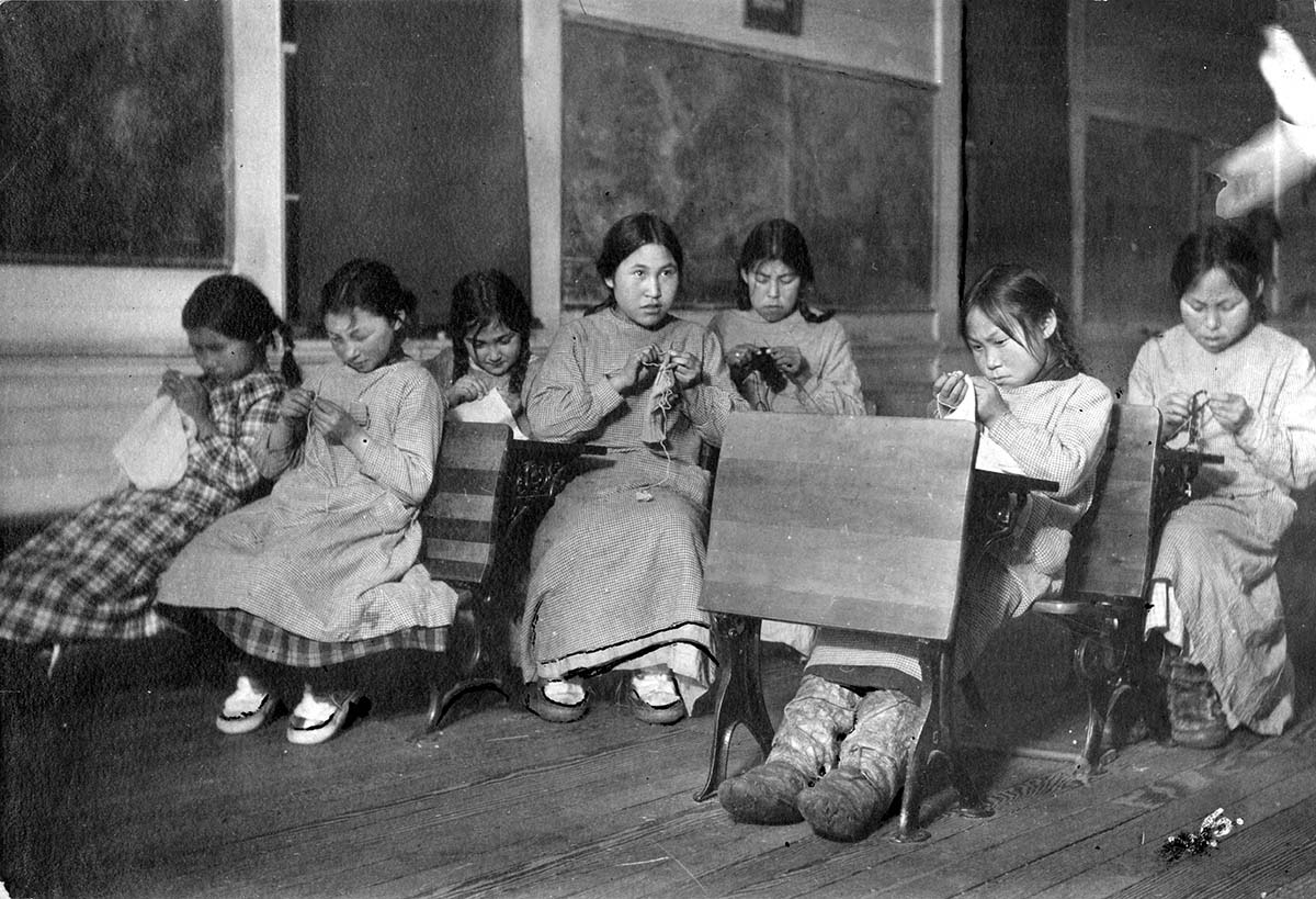 Utqiagvik (Barrow). Sewing class of Eskimo government school
