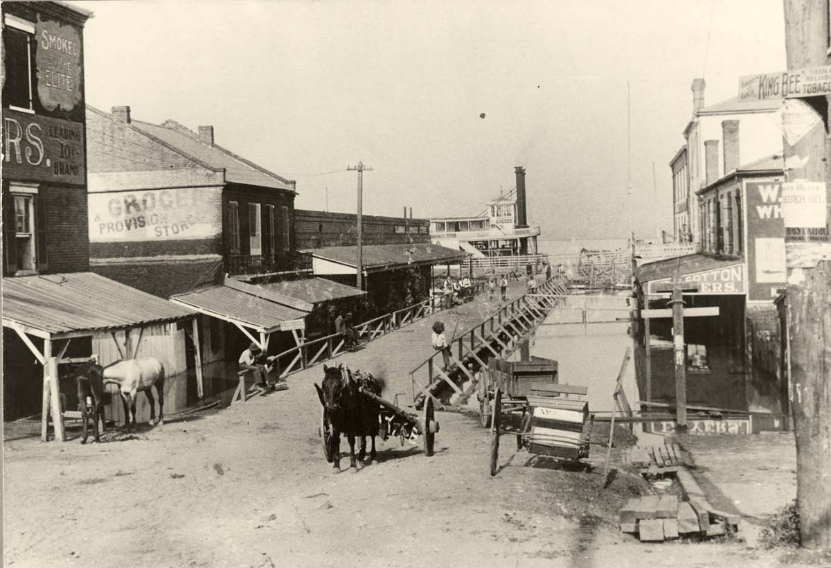 Baton Rouge. Flood scene on Main Street between Front Street and Lafayette Street, 1897