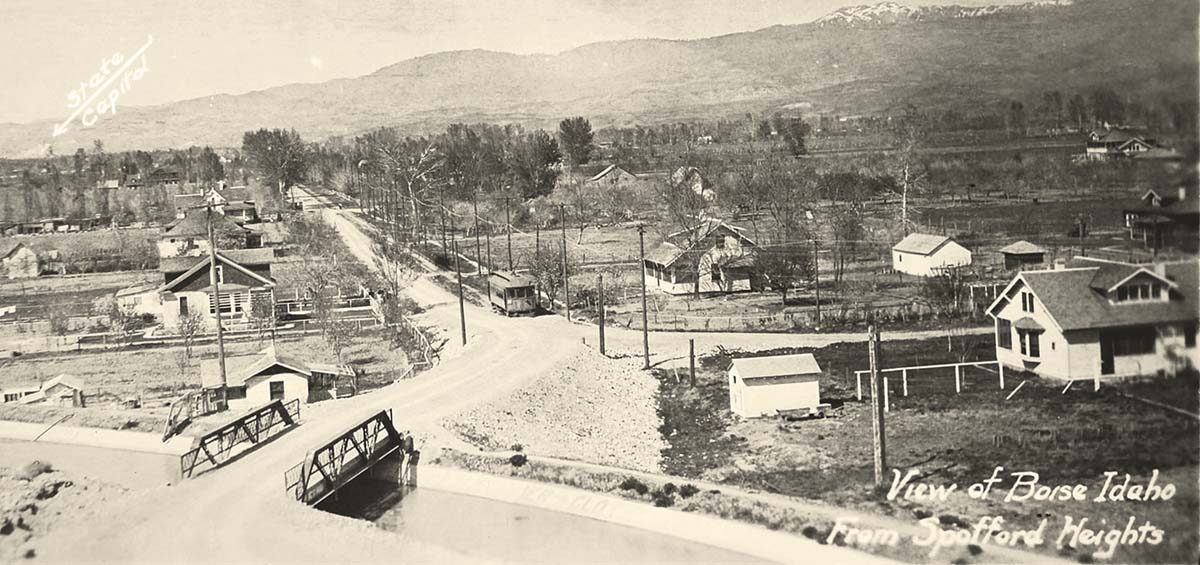 Boise. Looking north on Broadway Avenue from Sunset Rim, about 1920