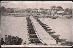 Brownsville. Mexican side, pontoon bridge over Rio Grande River, 1866