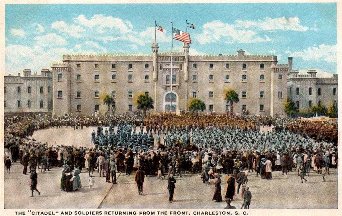 Charleston, South Carolina. 'Citadel' and soldiers returning from the front