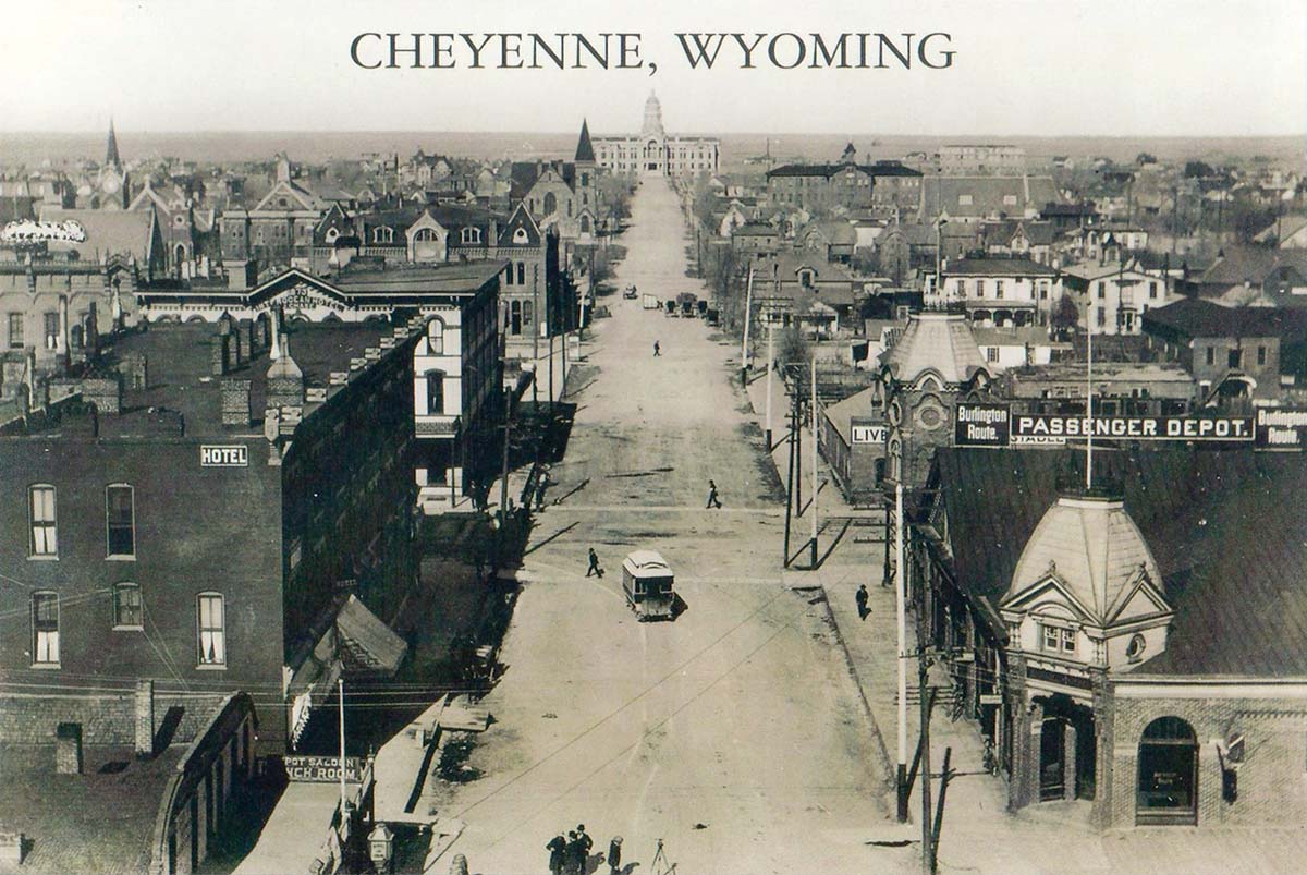 Cheyenne. Panorama of the city street, 1890