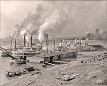 Cincinnati. Along the levee at Cincinnati, the Ohio River, circa 1907