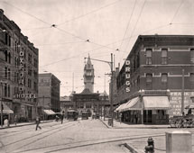 Denver. Welcome arch and Union Depot, 1908