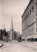 Denver. Trinity Methodist Episcopal Church and Brown Palace Hotel from Tremont Place, circa 1900