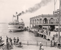 Detroit. Belle Isle ferry dock, Woodward Avenue, Steamer Sappho, 1905