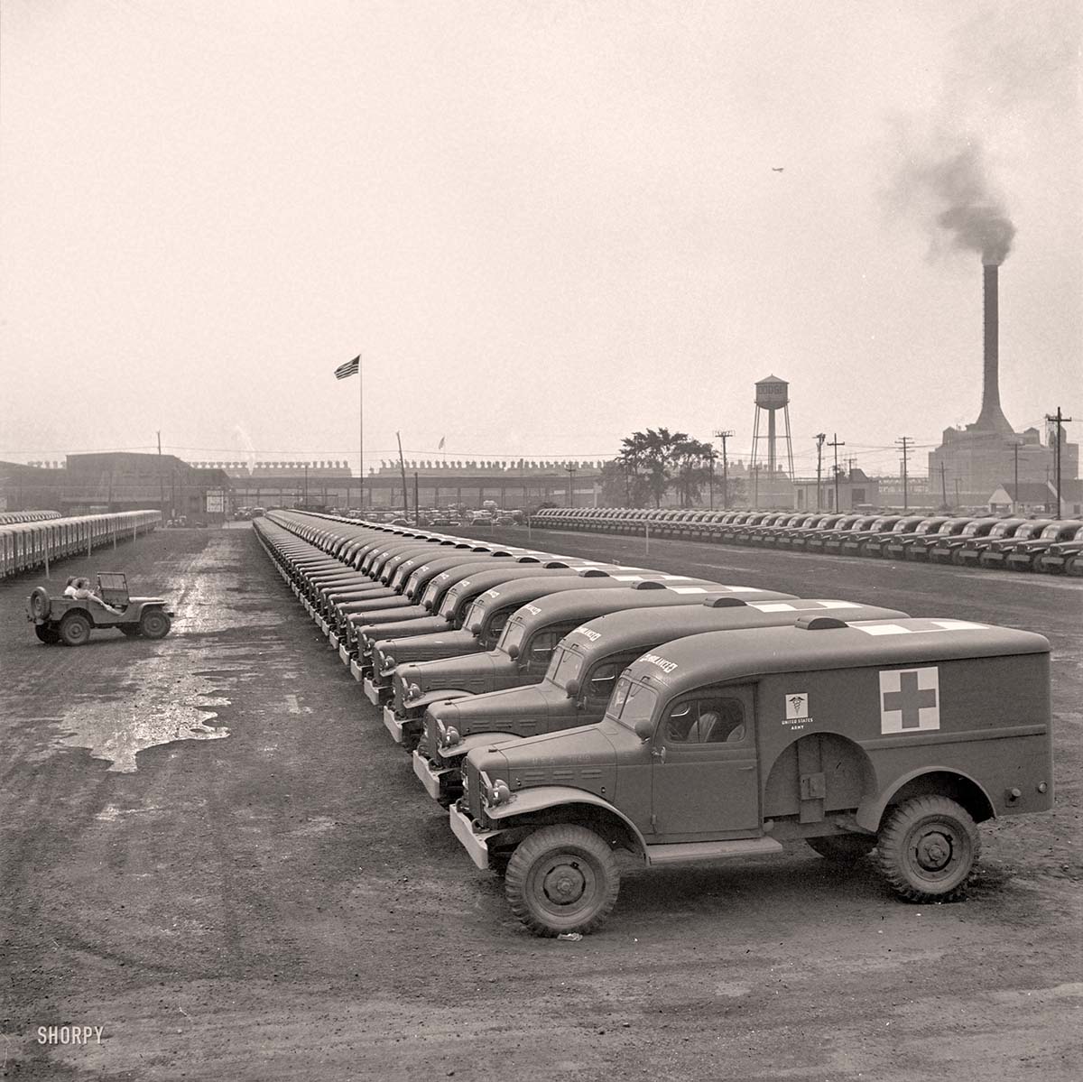 Detroit, Michigan. Chrysler Corporation Dodge truck plant, Dodge ambulances for delivery to the Army, 1942