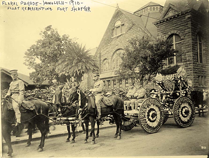 Honolulu. Float representing Fort Shafter, Floral Parade, 1910