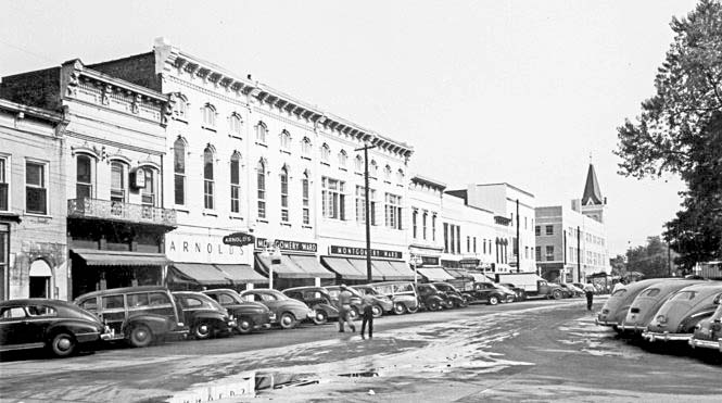 Huntsville. Northside of Square, downtown, circa 1940s