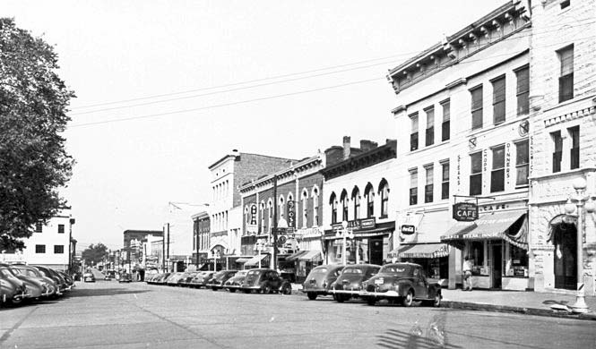 Huntsville. The Eastside Square, downtown, circa 1940s